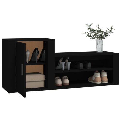 Shoe Cabinet Black 130x35x54cm Engineered Wood - Image 4
