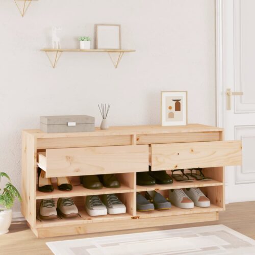 Shoe Cabinet 110x34x52cm Solid Wood Pine - Image 3