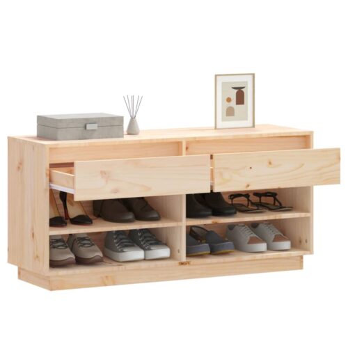 Shoe Cabinet 110x34x52cm Solid Wood Pine - Image 4