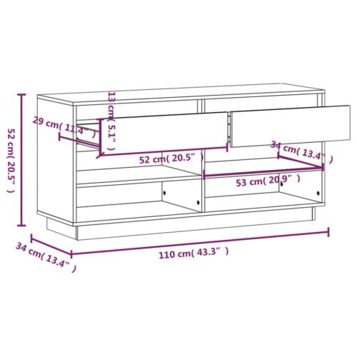 Shoe Cabinet 110x34x52cm Solid Wood Pine - Image 9