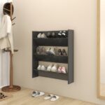Wall Shoe Cabinet Grey 80x18x90cm Engineered Wood