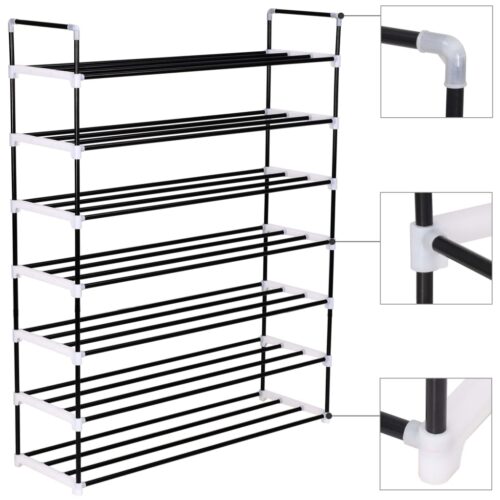 Shoe Rack with 7 Shelves Metal Plastic Black - Image 3