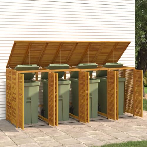 Quadruple Garbage Bin Shed 280x89x117cm Wood Garbage Garden Storage Box - Image 10