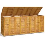 Quadruple Garbage Bin Shed 280x89x117cm Wood Garbage Garden Storage Box