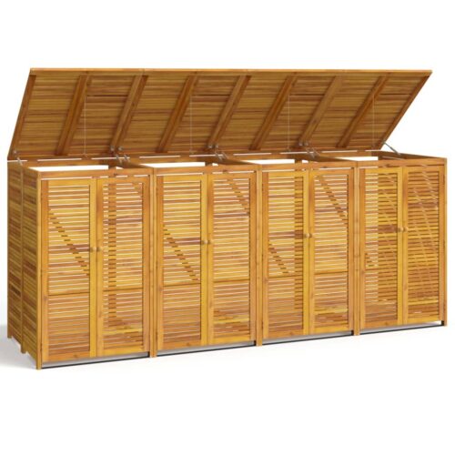 Quadruple Garbage Bin Shed 280x89x117cm Wood Garbage Garden Storage Box