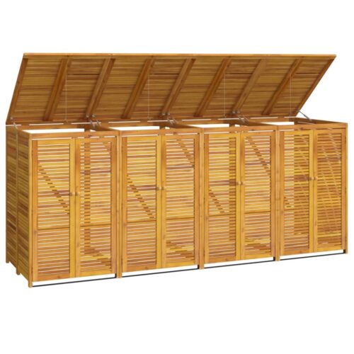 Quadruple Garbage Bin Shed 280x89x117cm Wood Garbage Garden Storage Box - Image 3