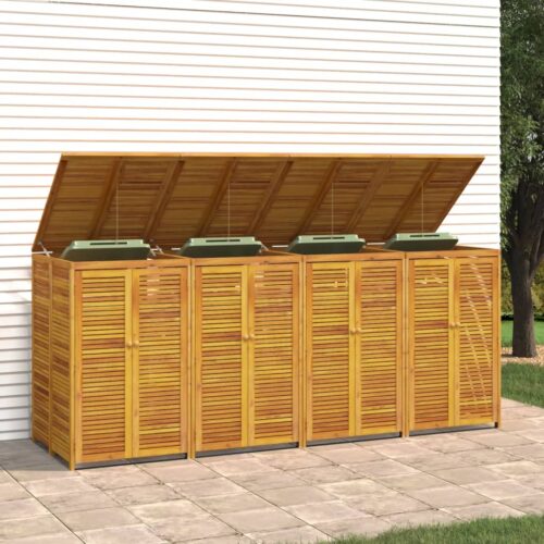 Quadruple Garbage Bin Shed 280x89x117cm Wood Garbage Garden Storage Box - Image 4