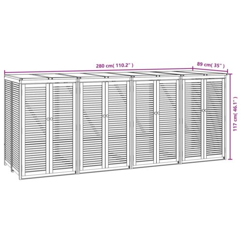 Quadruple Garbage Bin Shed 280x89x117cm Wood Garbage Garden Storage Box - Image 9
