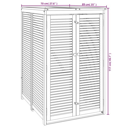 Single Garbage Bin Shed 70x89x117cm Wood Outdoor Garbage Garden Storage Box - Image 9