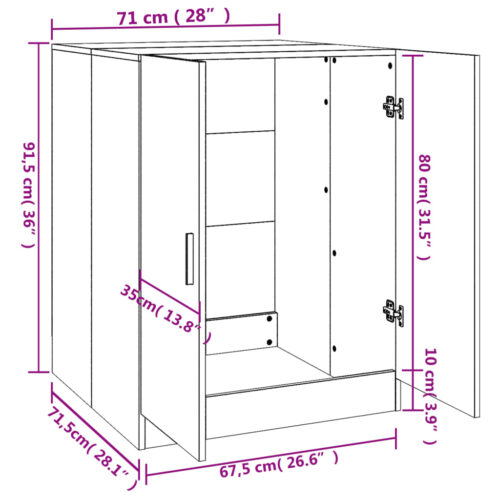 Washing Machine Cabinet Black 71x71.5x91.5cm - Image 8
