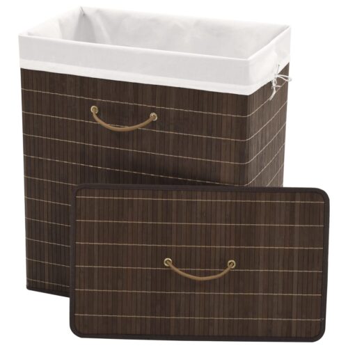 Bamboo Laundry Bin Rectangular Dark Brown - Image 2