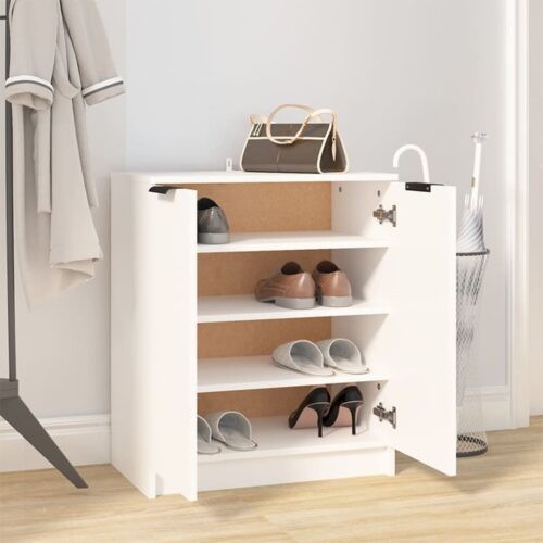 Shoe Cabinet White 59x35x70cm Engineered Wood - Image 6