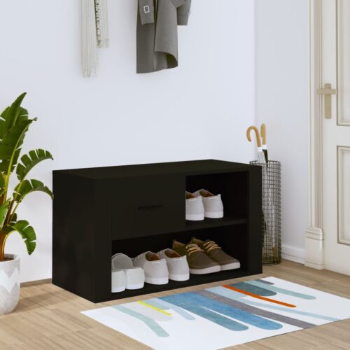 Shoe Cabinet Black 80x35x45cm Engineered Wood