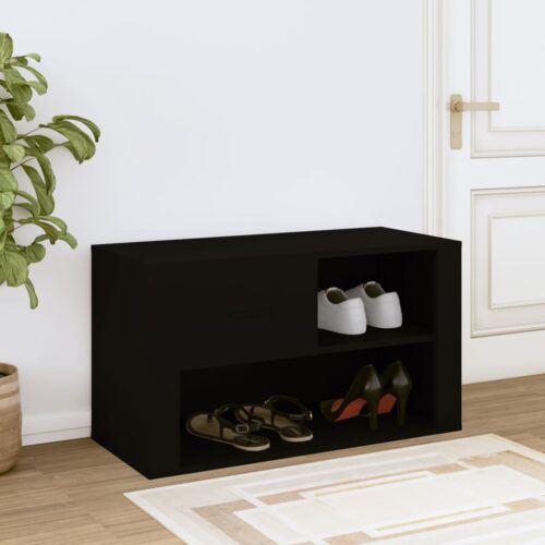Shoe Cabinet Black 80x35x45cm Engineered Wood - Image 3