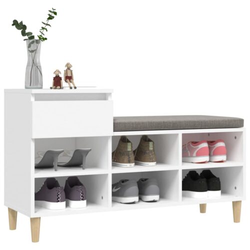 Shoe Cabinet White 102x36x60cm Engineered Wood - Image 4