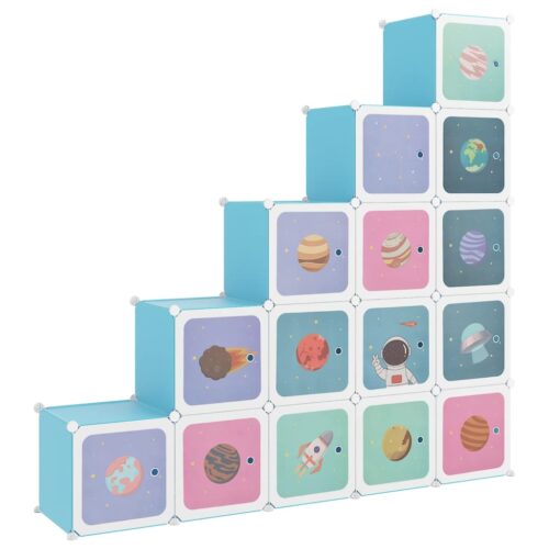 Cube Storage Cabinet for Kids with 15 Cubes Blue PP - Image 2