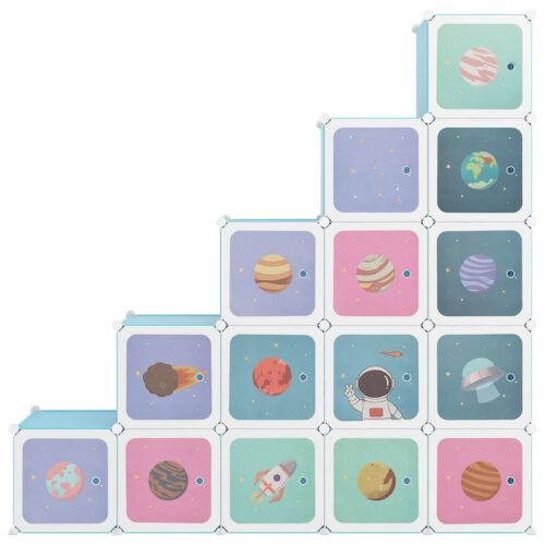 Cube Storage Cabinet for Kids with 15 Cubes Blue PP - Image 3