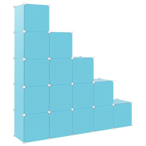 Cube Storage Cabinet for Kids with 15 Cubes Blue PP - Image 5