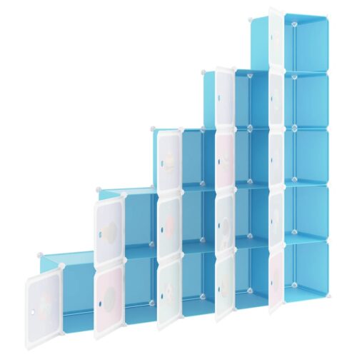 Cube Storage Cabinet for Kids with 15 Cubes Blue PP - Image 6