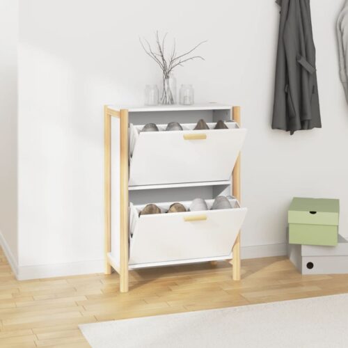 Shoe Cabinet White 57.5x33x80cm Engineered Wood