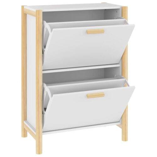 Shoe Cabinet White 57.5x33x80cm Engineered Wood - Image 8