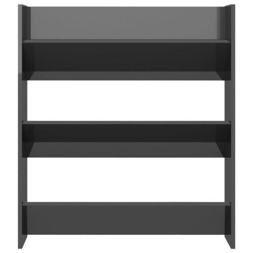 Wall Shoe Cabinet High Gloss Grey 80x18x90cm Engineered Wood - Image 4