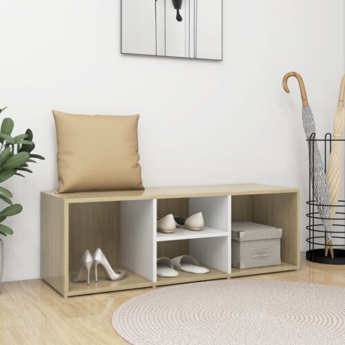 Shoe Storage Bench White Sonoma Oak 105x35x35cm Engineered Wood