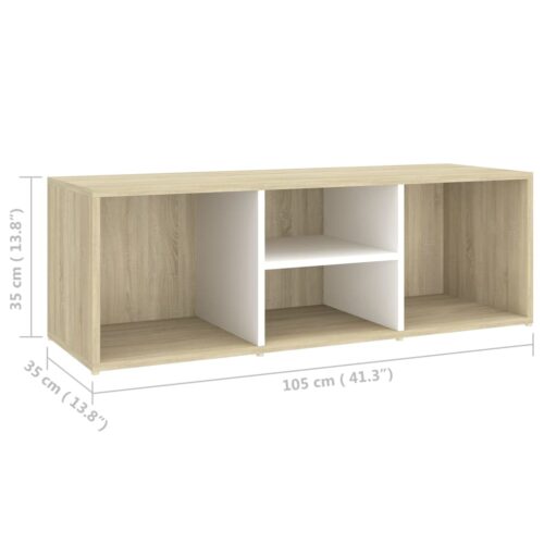 Shoe Storage Bench White Sonoma Oak 105x35x35cm Engineered Wood - Image 6