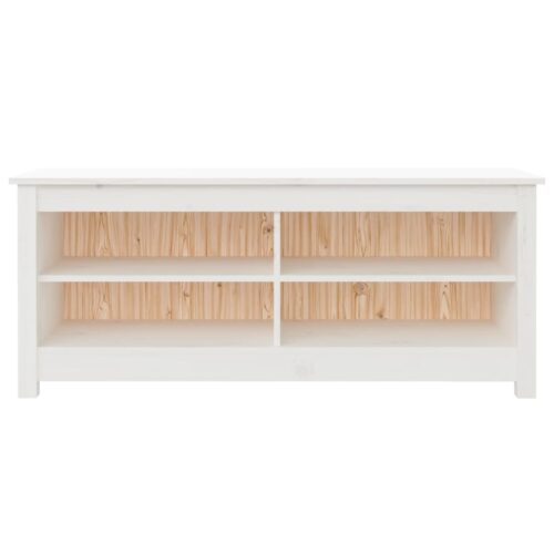 Shoe Storage Bench Hallway Entry Organizer Rack Cabinet Shelf Pine Wood White - Image 3