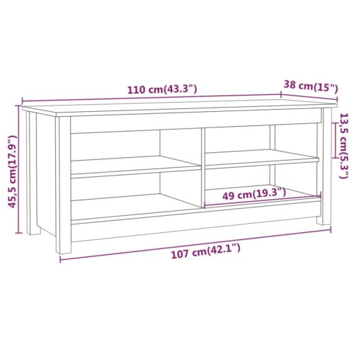 Shoe Storage Bench Hallway Entry Organizer Rack Cabinet Shelf Pine Wood White - Image 8