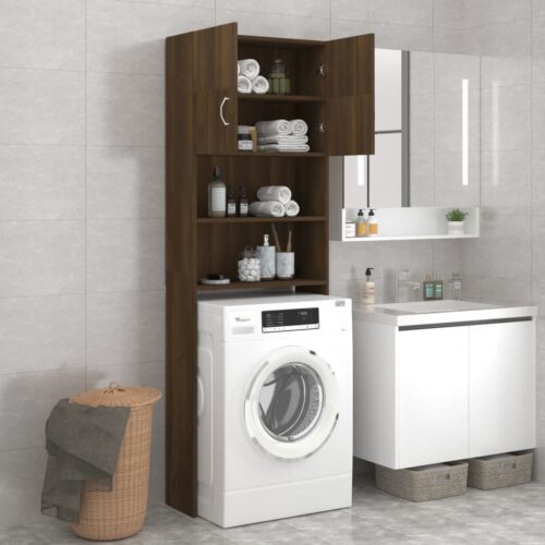 Washing Machine Cabinet Brown Oak 64x25.5x190cm - Image 7