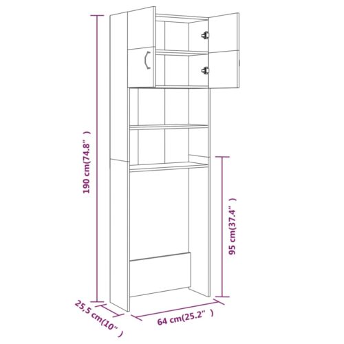 Washing Machine Cabinet Brown Oak 64x25.5x190cm - Image 9