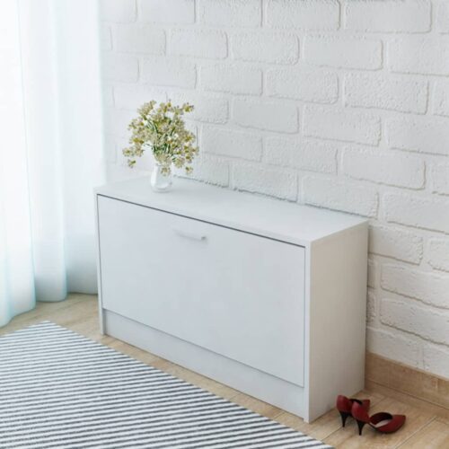 Shoe Storage Bench White 80x24x45cm