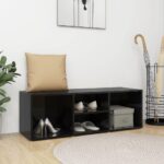 Shoe Storage Bench High Gloss Black 105x35x35cm Engineered Wood