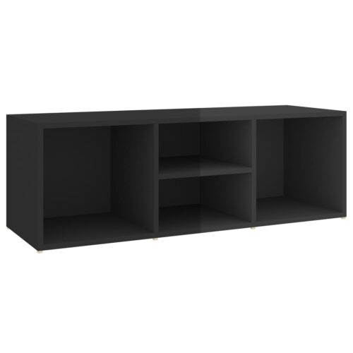 Shoe Storage Bench High Gloss Black 105x35x35cm Engineered Wood - Image 2