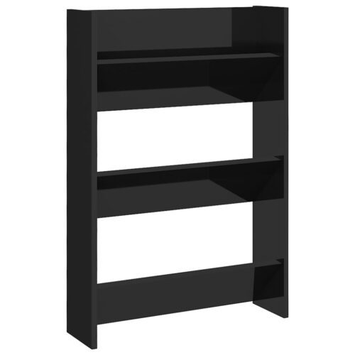 Wall Shoe Cabinet High Gloss Black 60x18x90cm Engineered Wood - Image 2