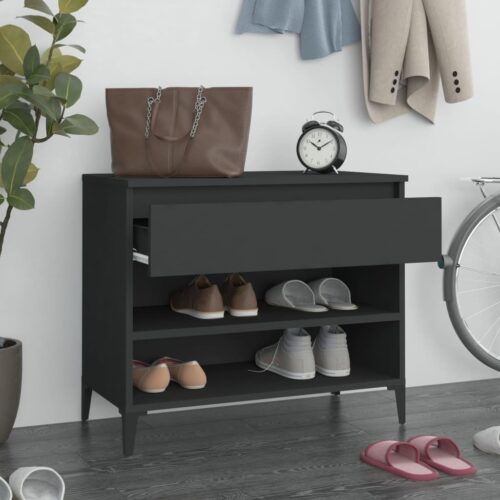 Shoe Cabinet Black 70x36x60cm Engineered Wood - Image 3