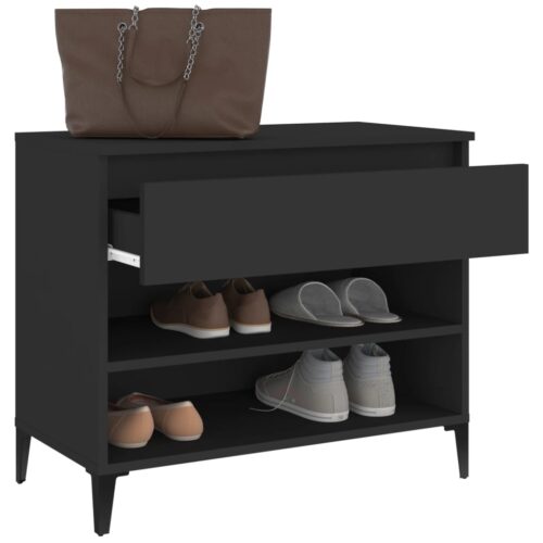 Shoe Cabinet Black 70x36x60cm Engineered Wood - Image 4