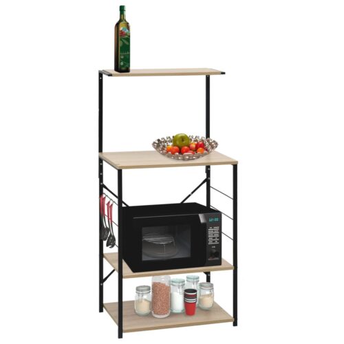 Microwave Cabinet Black Oak 60x39.6x123cm Engineered Wood - Image 9