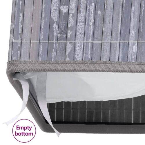 Bamboo Laundry Basket with 2 Sections Grey 100 L - Image 8