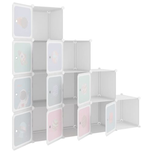 Cube Storage Cabinet for Kids with 10 Cubes White PP - Image 6