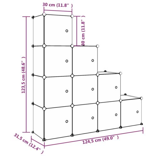 Cube Storage Cabinet for Kids with 10 Cubes White PP - Image 8