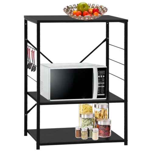 Microwave Cabinet Black 60x39.6x79.5cm Engineered Wood - Image 9