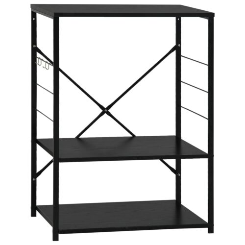 Microwave Cabinet Black 60x39.6x79.5cm Engineered Wood