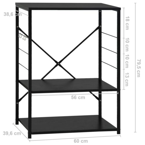 Microwave Cabinet Black 60x39.6x79.5cm Engineered Wood - Image 8