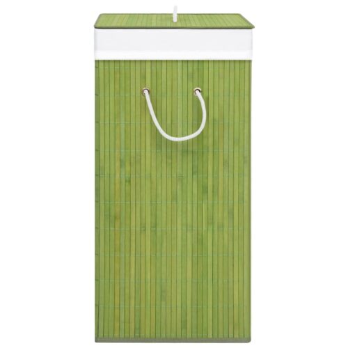 Bamboo Laundry Basket with Single Section Green - Image 5