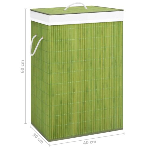 Bamboo Laundry Basket with Single Section Green - Image 9