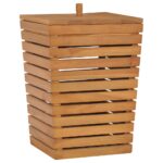 Laundry Basket 30x30x45cm Solid Teak Wood