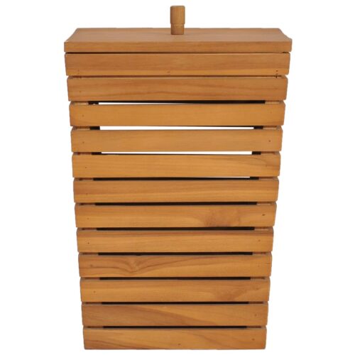 Laundry Basket 30x30x45cm Solid Teak Wood - Image 2