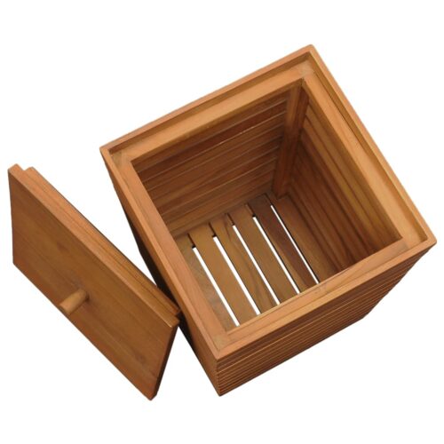 Laundry Basket 30x30x45cm Solid Teak Wood - Image 5